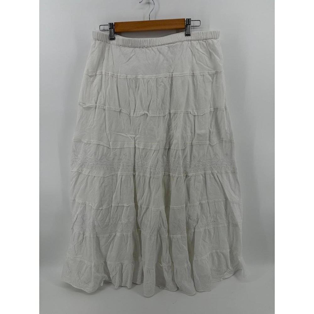 Papillon Los Angeles, Cotton, Midi Skirt, Lined, Embroidered, Women Size Large